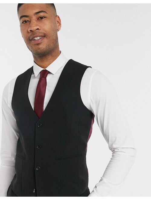 ASOS DESIGN Tall super skinny suit vest in four way stretch in black