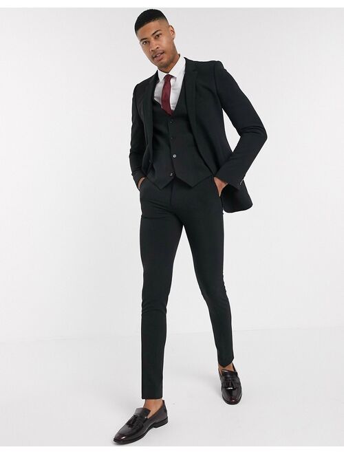 ASOS DESIGN Tall super skinny suit vest in four way stretch in black