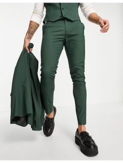 Skinny Suit Pants In Forest Green