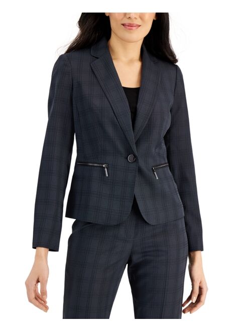 Le Suit Printed Zip-Pocket Pantsuit