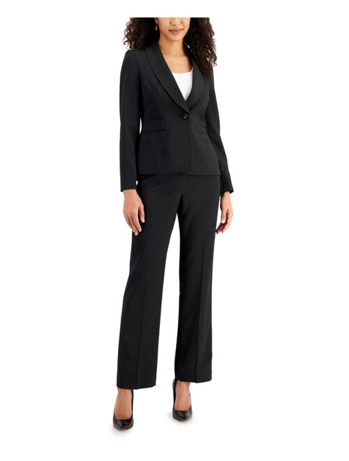 Le Suit Shawl-Collar Pinstripe Pantsuit, Regular & Petite Sizes