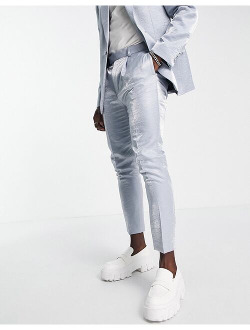 ASOS DESIGN tapered suit pants in irredescent blue