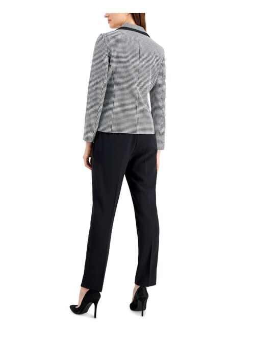 Le Suit Contrast-Trim One-Button Blazer & Slim Pants, Regular & Petite Sizes