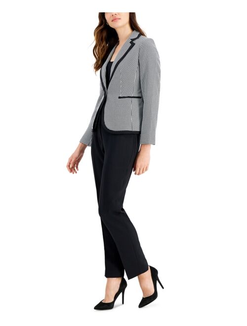 Le Suit Contrast-Trim One-Button Blazer & Slim Pants, Regular & Petite Sizes