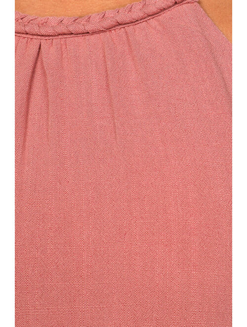 Lulus Sweet for the Soiree Rose Pink Tie-Back Wide-Leg Jumpsuit