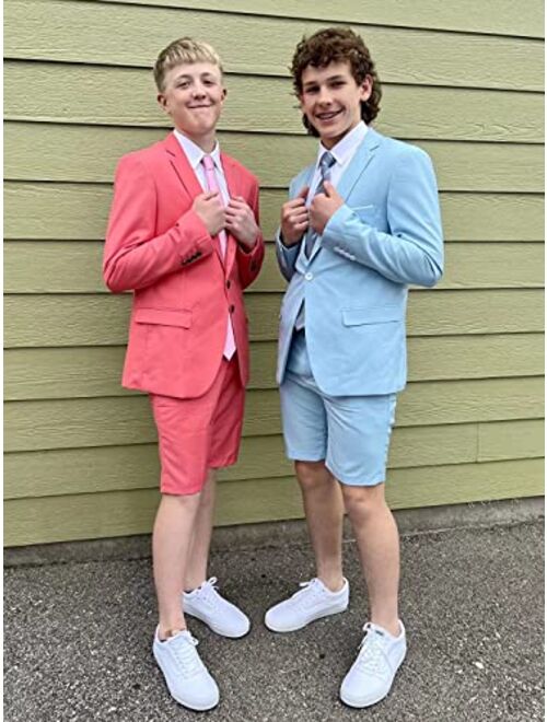 Wangyue Shorts Suits for Men 2 Piece Slim Fit Two Button Men Shorts Suit Set Casual Prom Summer Beach Wedding 2022