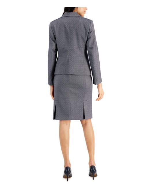 Le Suit Printed Notch-Collar Pleated Skirt Suit, Regular & Petite