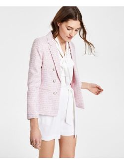 Bar III Novelty Button-Front Tweed Blazer, Created for Macy's