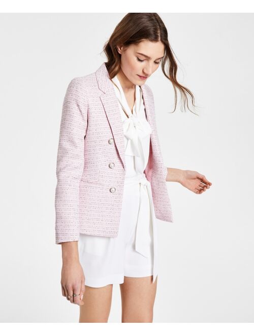 Anne Klein Bar III Novelty Button-Front Tweed Blazer, Created for Macy's
