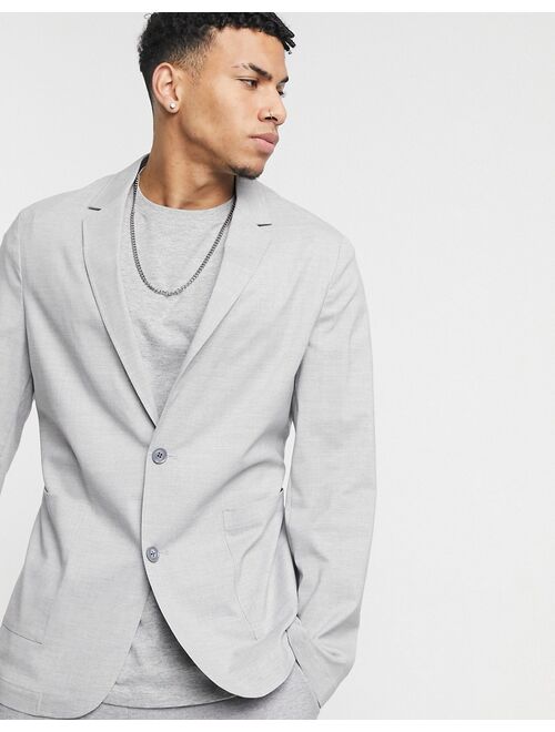 ASOS DESIGN skinny soft tailored blazer in gray