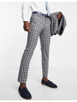 Premium slim suit pant in gray check