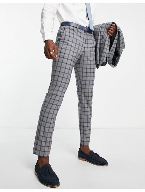 Jack & Jones Premium slim suit pant in gray check