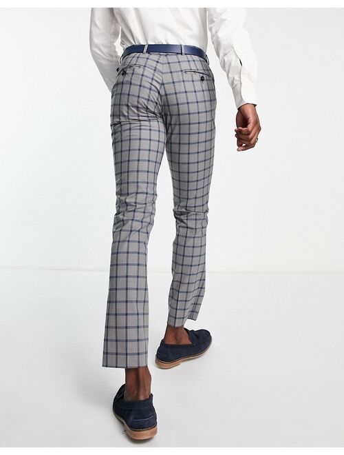 Jack & Jones Premium slim suit pant in gray check