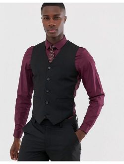 slim suit vest in black