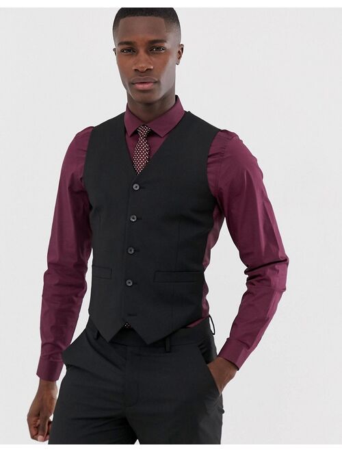 ASOS DESIGN slim suit vest in black