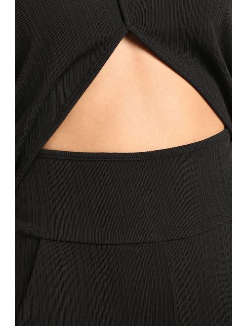 4TH & RECKLESS Aisling Black Halter Backless Cutout Jumpsuit