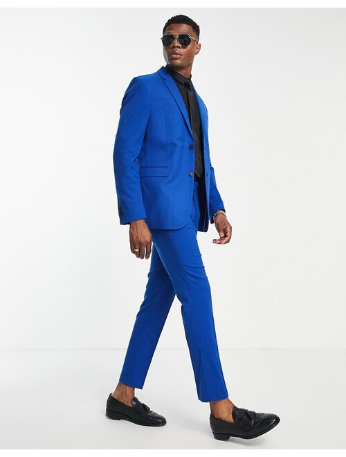 New Look skinny suit jacket in bright blue