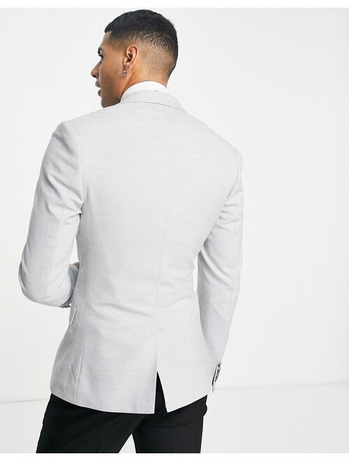 ASOS DESIGN wedding super skinny suit jacket in ice gray micro texture