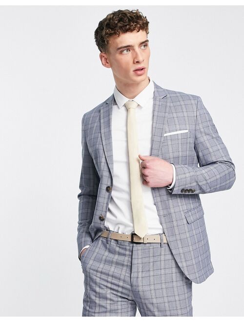 Selected Homme slim fit suit jacket in blue check
