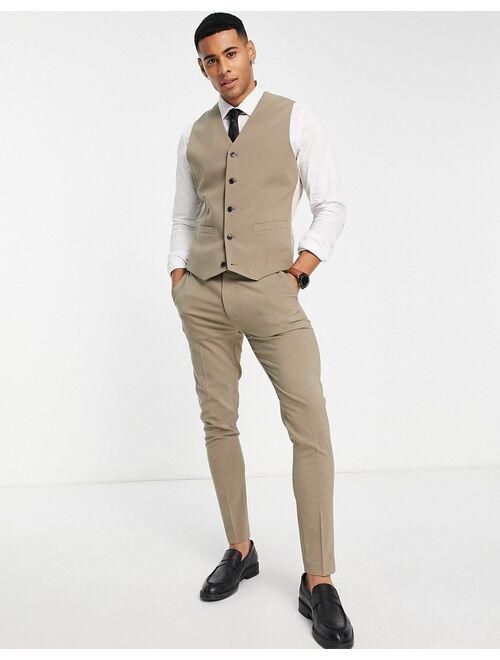 ASOS DESIGN super skinny mix and match vest in beige