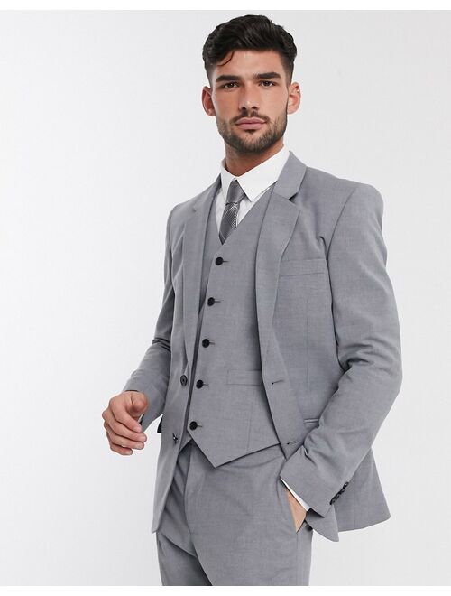 ASOS DESIGN slim suit suit vest in mid gray