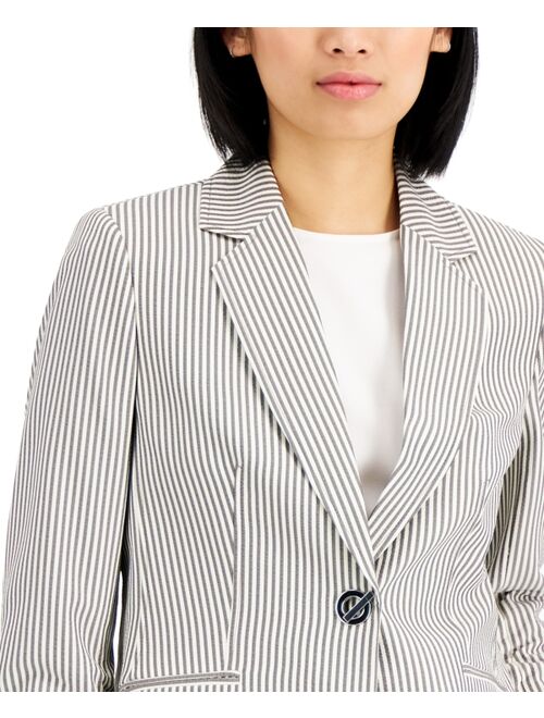 Kasper Women's Seersucker One-Button Jacket