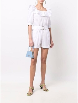 ruffle-trim belted playsuit