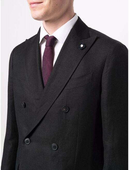 Lardini brooch-detail double-breasted suit