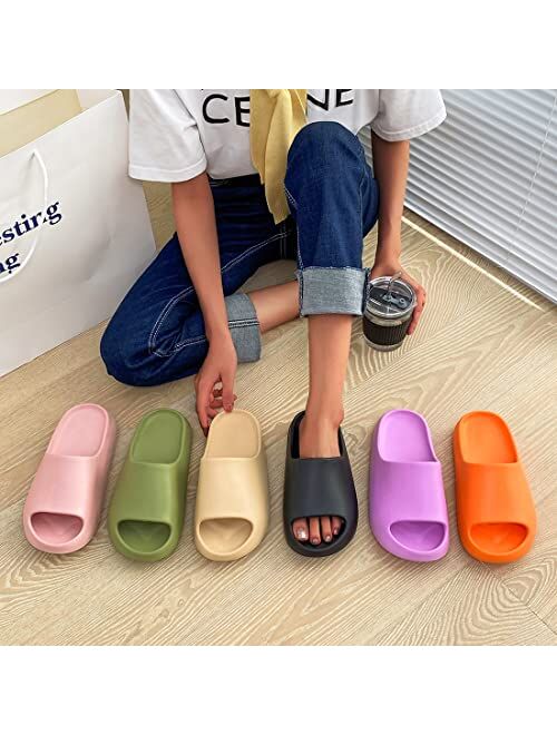Youermei Platform Pillow Slippers Slides for Women and Men, EVA Anti-Slip Cloud Slippers Lightweight Spa Open Toe Shower Sandals for Indoor & Outdoor