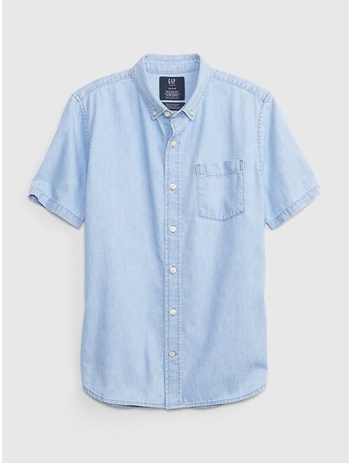 Gap Teen Denim Button-Down Shirt with Washwell