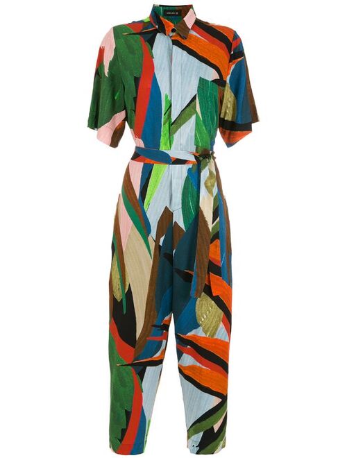 Osklen abstract-print tied-waist jumpsuit