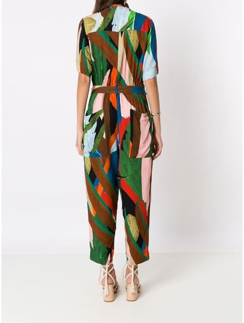 Osklen abstract-print tied-waist jumpsuit
