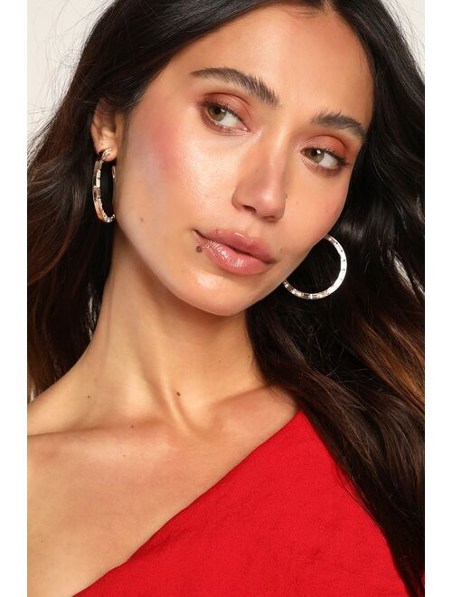 Lulus 8 Other Reasons Kinsley 14KT Gold Rhinestone Hoop Earrings