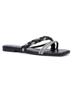 New York And Company Women's Alessia Rope Sparkle Slide Sandals