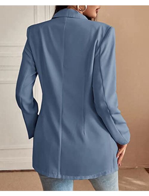 Taodou Womens Casual Blazers Open Front Long Sleeve Button Work Office Jackets Blazer