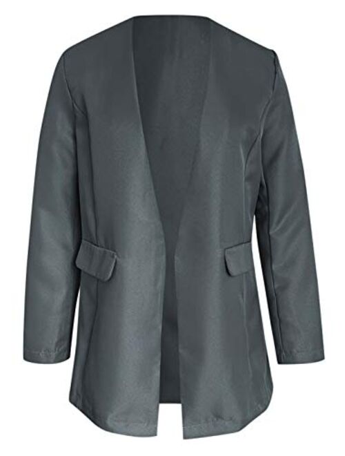GRASWE Women's Casual Open Front Cardigan Jacket Work Office Blazer Classic Plus Size Blazer Suit