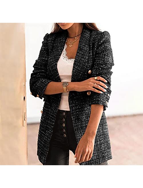 Lcucyes Women's Long Sleeve Blazer Suit Slim Fit Lapel Button Down Jacket Coats Work Office Bussiness Blazers