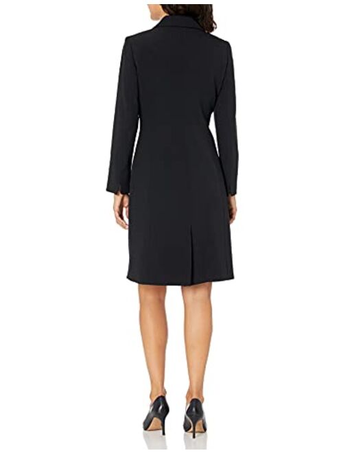 Le Suit Women's Crepe Long Coat & Basic Sheath Dress