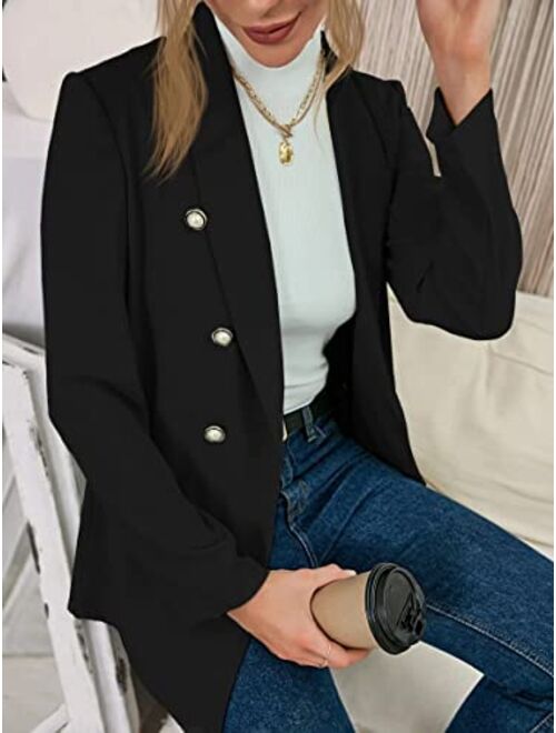 Taodou Womens Casual Blazers Open Front Shawl Collar Long Sleeve Work Office Jackets Blazer