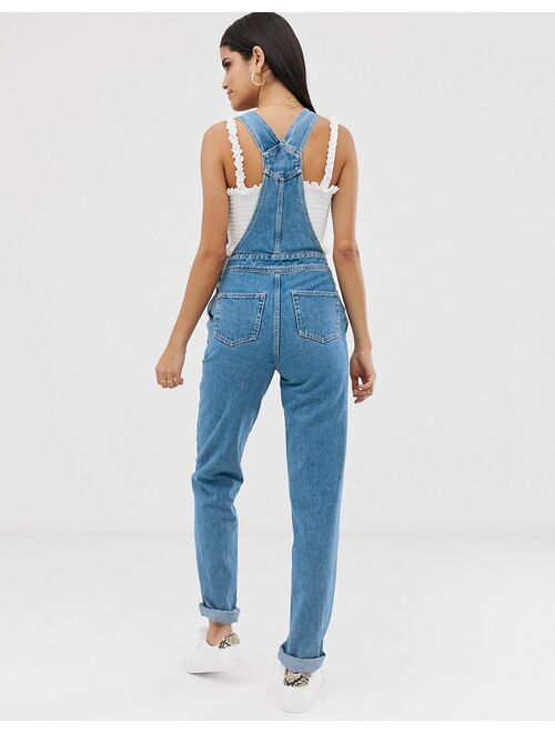 ASOS DESIGN Tall 'original' denim overalls in midwash