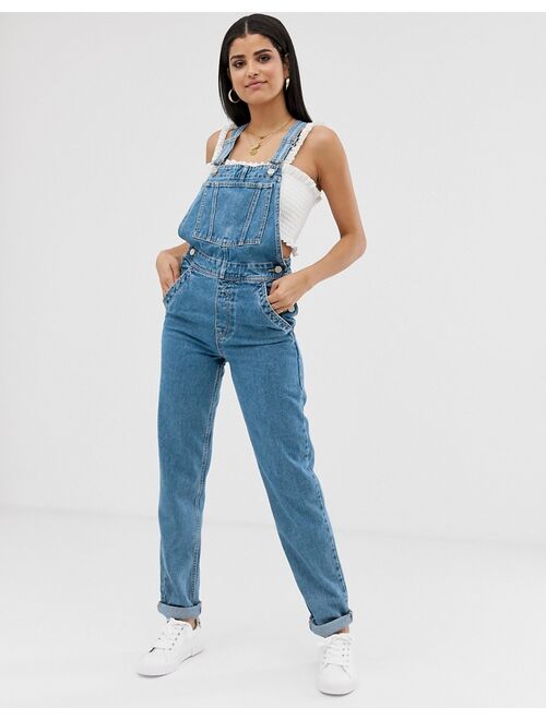 ASOS DESIGN Tall 'original' denim overalls in midwash
