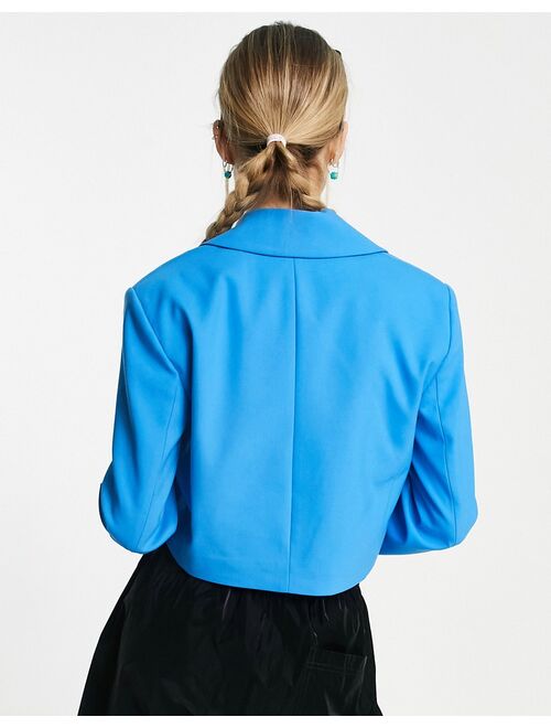 Pull&Bear cropped blazer in electric blue
