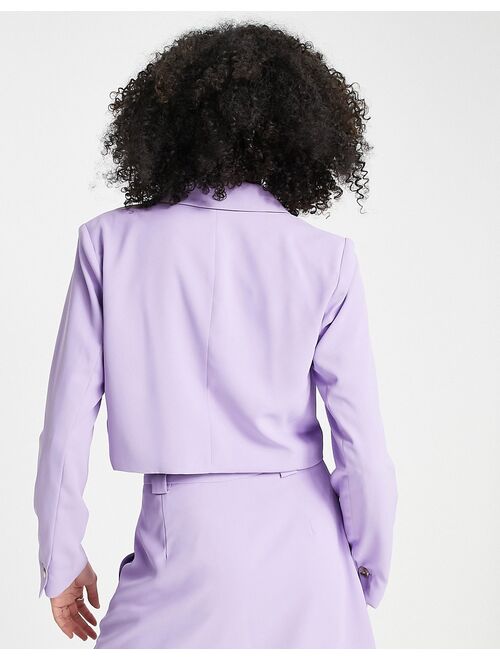 The Frolic cropped twill blazer in lilac - part of a set