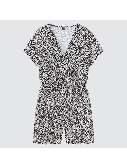 Uniqlo Printed Crepe Jersey Short-Sleeve Romper