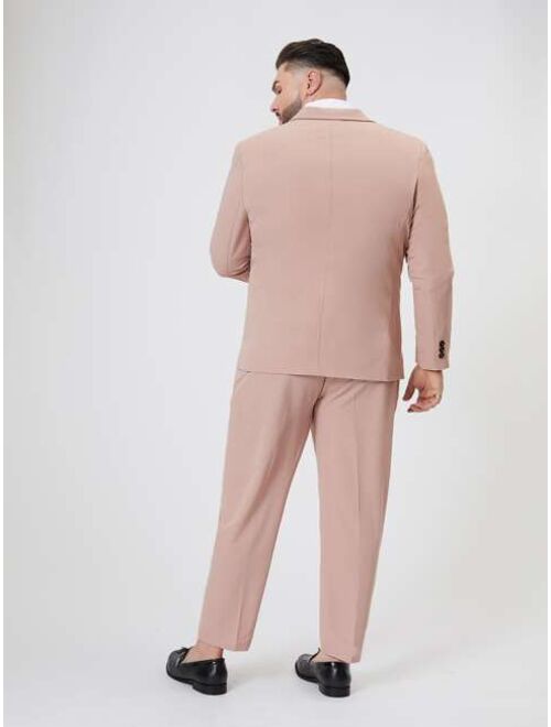 SHEIN Extended Sizes Men Flap Detail Blazer & Tailored Pants