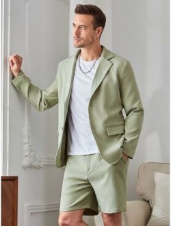 Men Single Breasted Blazer & Tailored Shorts Without Tee