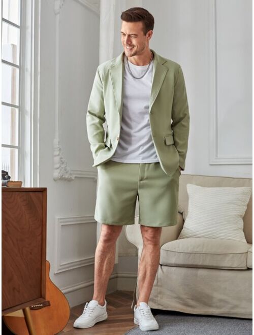 Shein Men Single Breasted Blazer & Tailored Shorts Without Tee