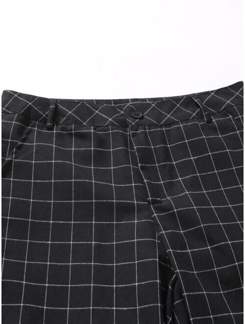 Shein Men Grid Print Suit Pants