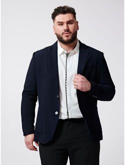 Extended Sizes Men Single Breasted Patched Pocket Blazer