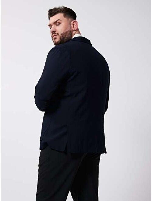 SHEIN Extended Sizes Men Single Breasted Patched Pocket Blazer